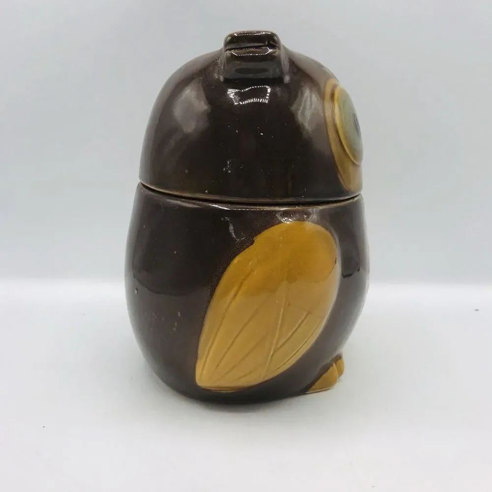 Gibson Home OWL Cookie Candy Jar Canister Brown Tan, Ceramic, 7.5